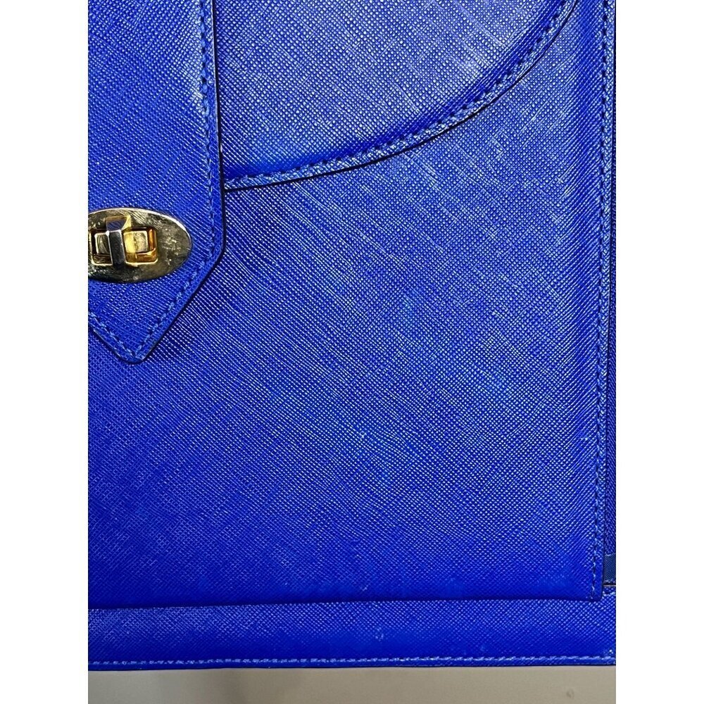 Henri Bendel Saffiano Leather Rivington Royal Blue Tote Pebbled Luxury Preppy - Picture 4 of 16